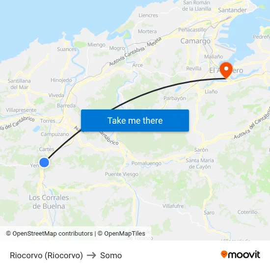 Riocorvo (Riocorvo) to Somo map