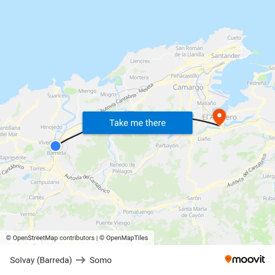 Solvay (Barreda) to Somo map