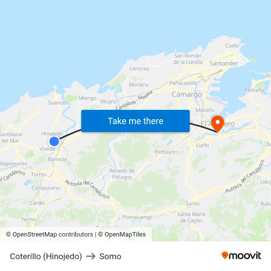 Coterillo (Hinojedo) to Somo map