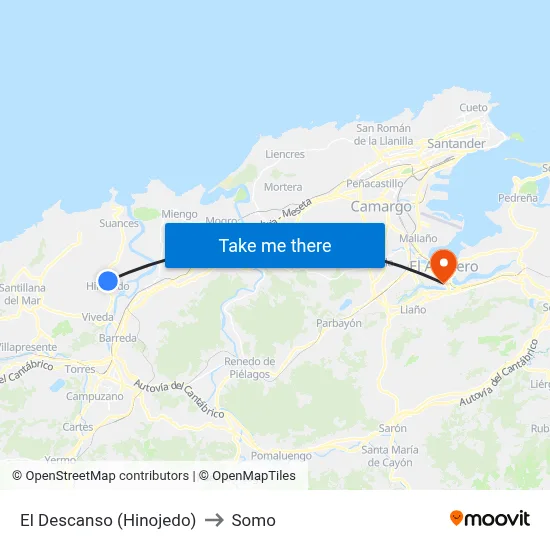 El Descanso (Hinojedo) to Somo map