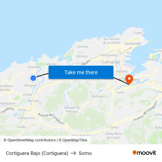 Cortiguera Bajo (Cortiguera) to Somo map