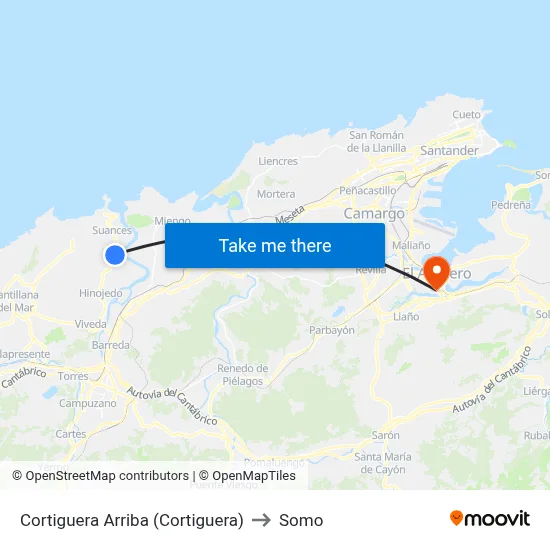 Cortiguera Arriba (Cortiguera) to Somo map