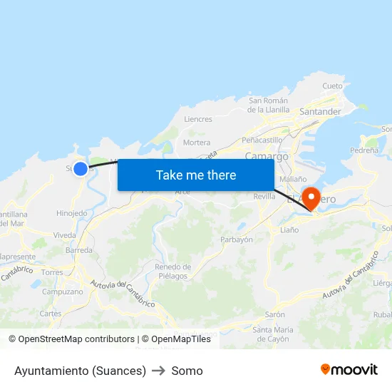 Ayuntamiento (Suances) to Somo map