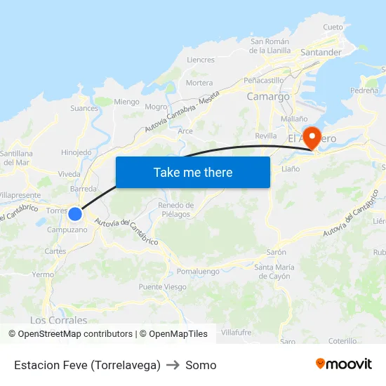 Estacion Feve (Torrelavega) to Somo map