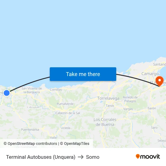 Terminal Autobuses (Unquera) to Somo map