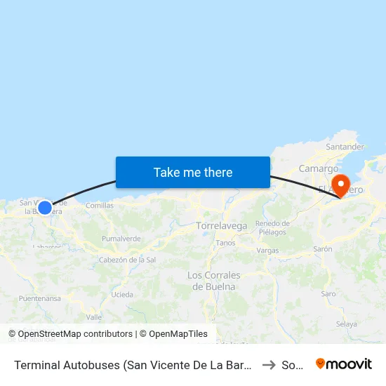 Terminal Autobuses (San Vicente De La Barquera) to Somo map