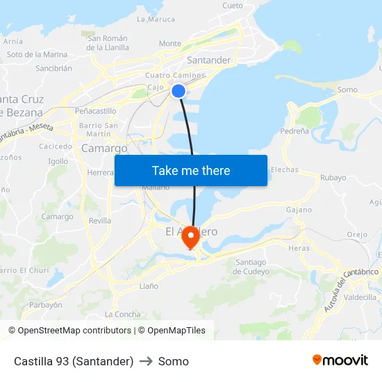 Castilla 93 (Santander) to Somo map