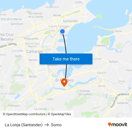 La Lonja (Santander) to Somo map