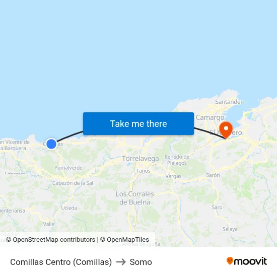 Comillas Centro (Comillas) to Somo map