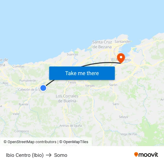 Ibio Centro (Ibio) to Somo map