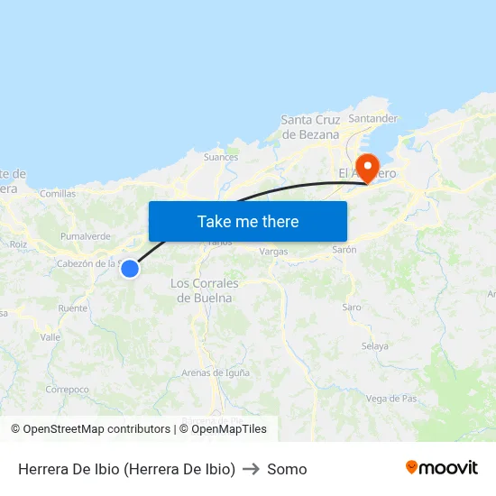 Herrera De Ibio (Herrera De Ibio) to Somo map