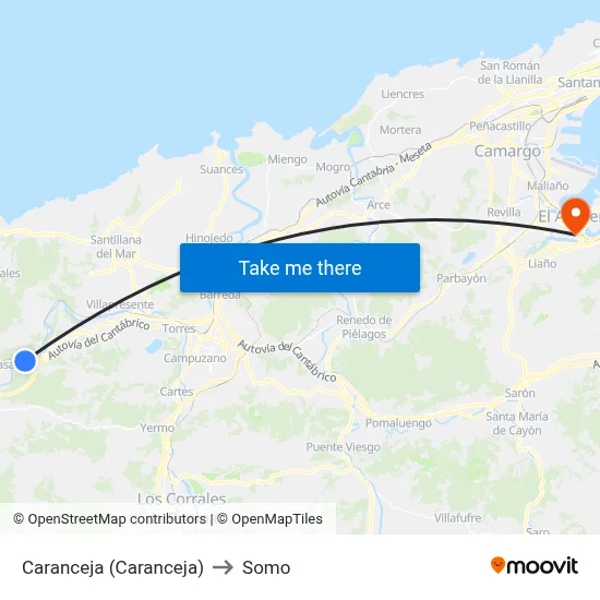 Caranceja (Caranceja) to Somo map