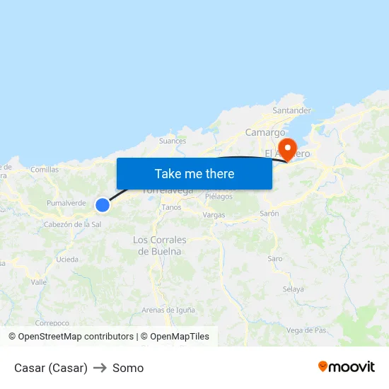 Casar (Casar) to Somo map