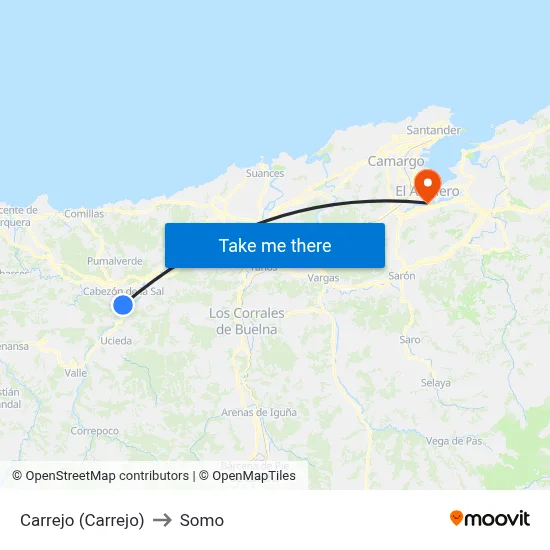 Carrejo (Carrejo) to Somo map