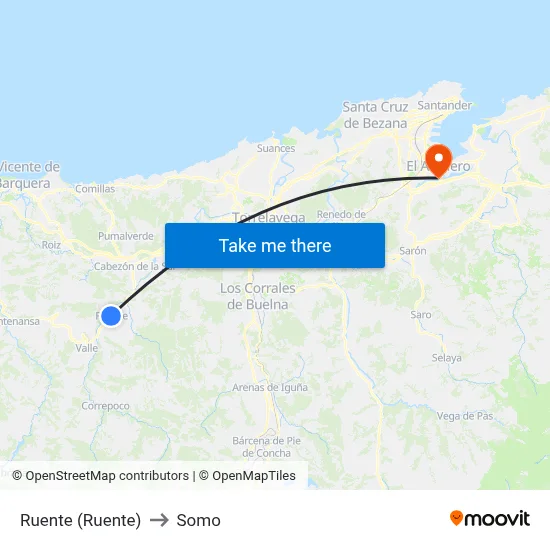 Ruente (Ruente) to Somo map