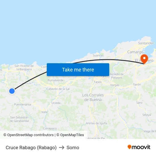 Cruce Rabago (Rabago) to Somo map