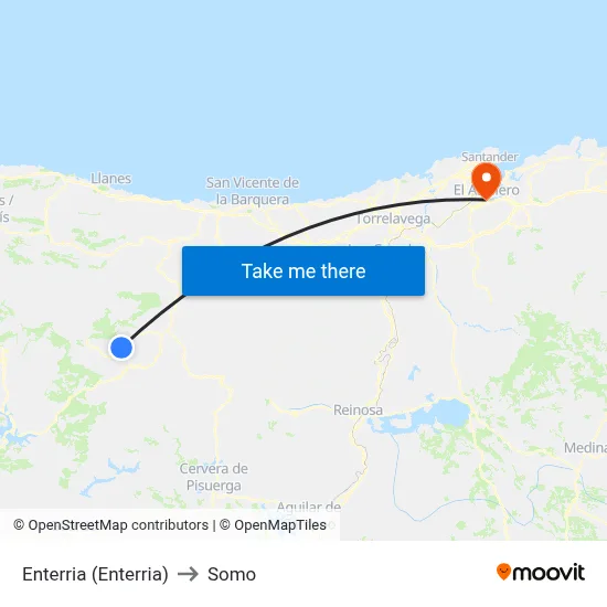 Enterria (Enterria) to Somo map