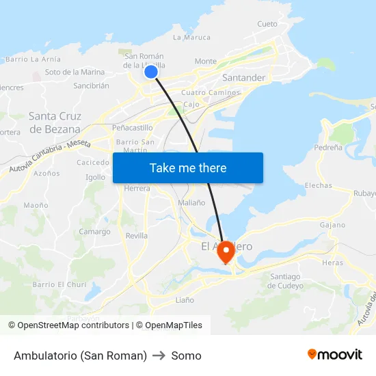 Ambulatorio (San Roman) to Somo map