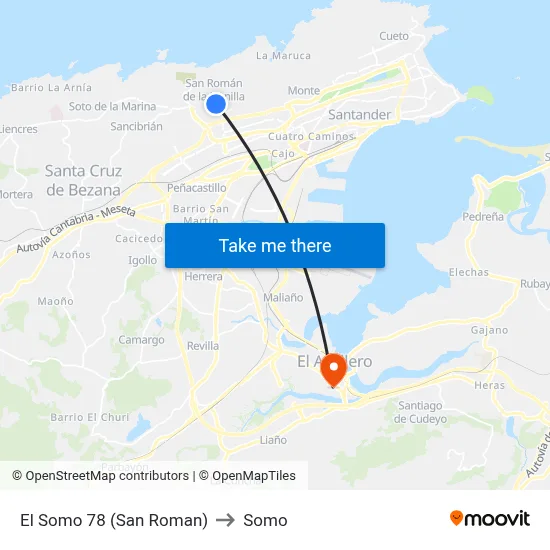 El Somo 78 (San Roman) to Somo map