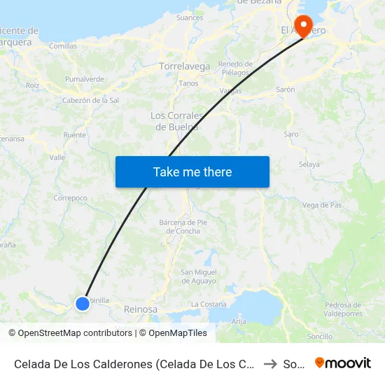 Celada De Los Calderones (Celada De Los Calderones) to Somo map