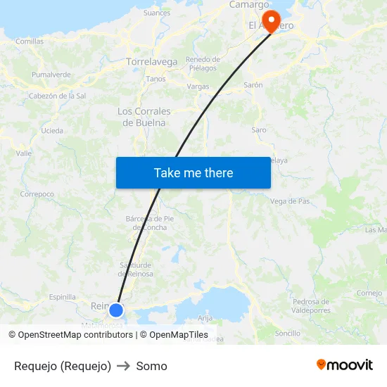 Requejo (Requejo) to Somo map