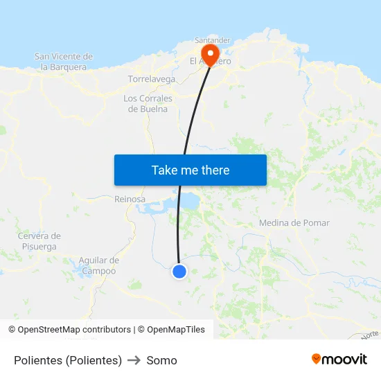 Polientes (Polientes) to Somo map