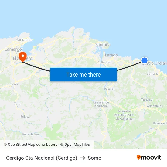 Cerdigo Cta Nacional (Cerdigo) to Somo map