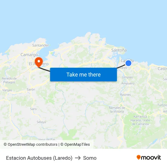Estacion Autobuses (Laredo) to Somo map