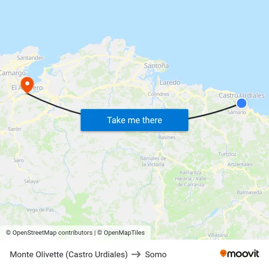 Monte Olivette (Castro Urdiales) to Somo map