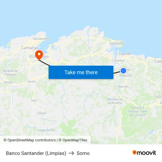 Banco Santander (Limpias) to Somo map