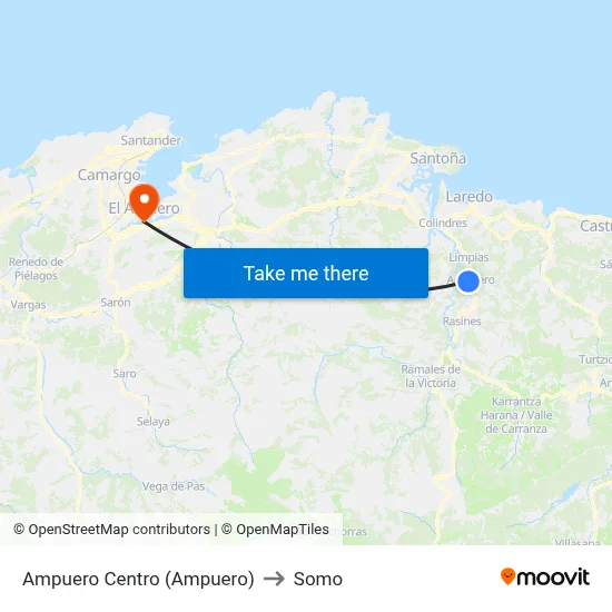Ampuero Centro (Ampuero) to Somo map