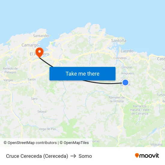 Cruce Cereceda (Cereceda) to Somo map
