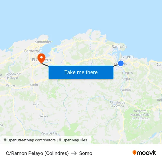 C/Ramon Pelayo (Colindres) to Somo map