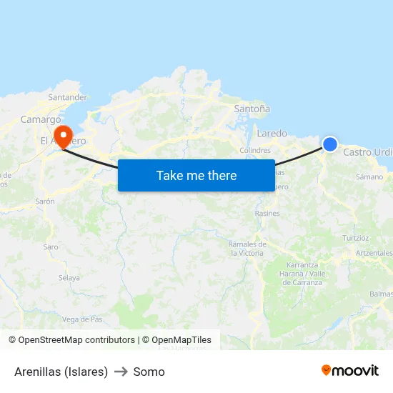 Arenillas (Islares) to Somo map