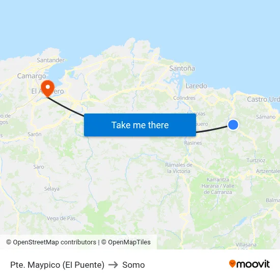 Pte. Maypico (El Puente) to Somo map