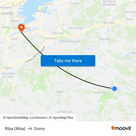 Riba (Riba) to Somo map
