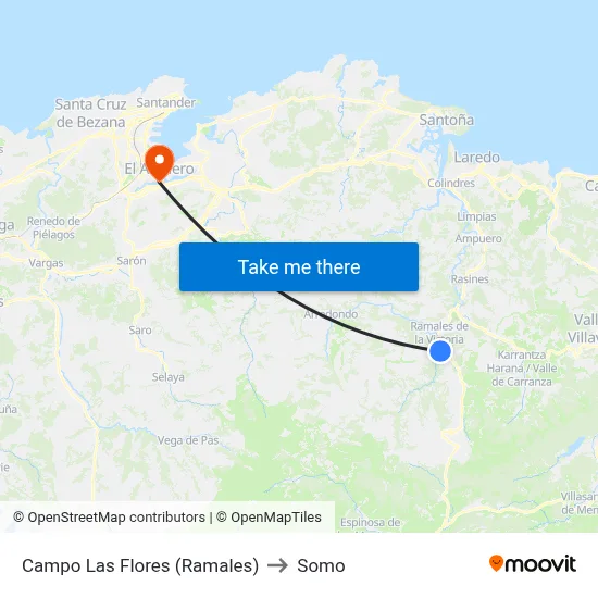 Campo Las Flores (Ramales) to Somo map