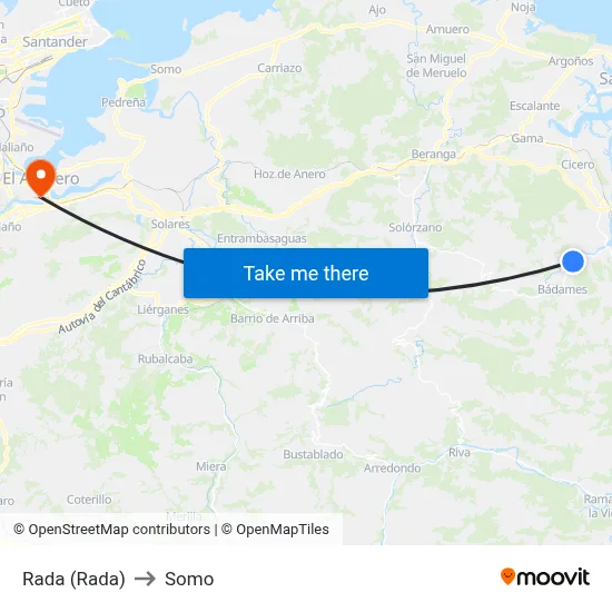 Rada (Rada) to Somo map
