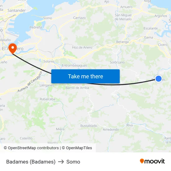 Badames (Badames) to Somo map