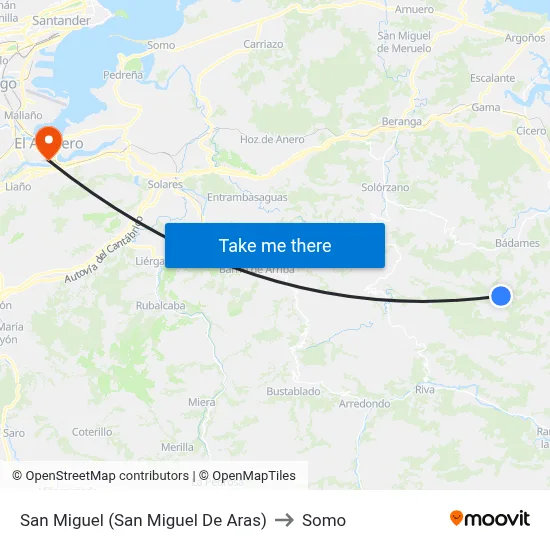 San Miguel (San Miguel De Aras) to Somo map