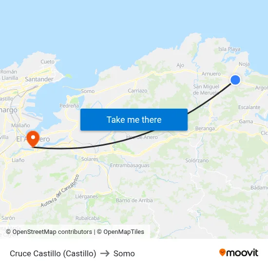 Cruce Castillo (Castillo) to Somo map