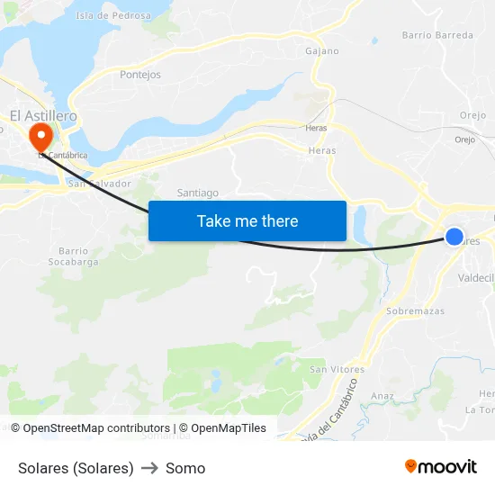 Solares (Solares) to Somo map