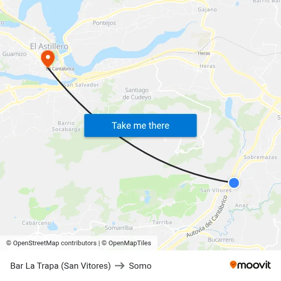 Bar La Trapa (San Vitores) to Somo map