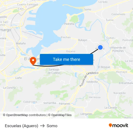 Escuelas (Aguero) to Somo map