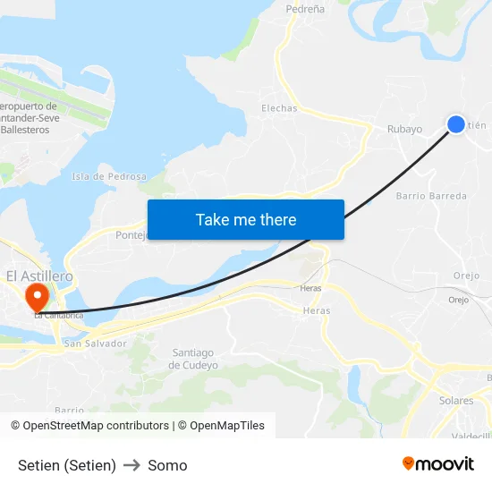 Setien (Setien) to Somo map