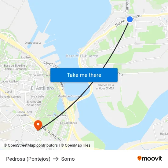 Pedrosa (Pontejos) to Somo map