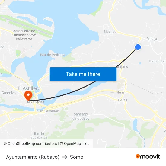 Ayuntamiento (Rubayo) to Somo map