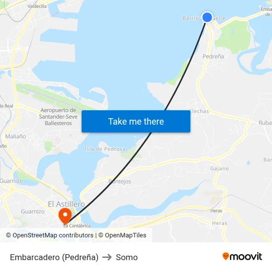 Embarcadero (Pedreña) to Somo map