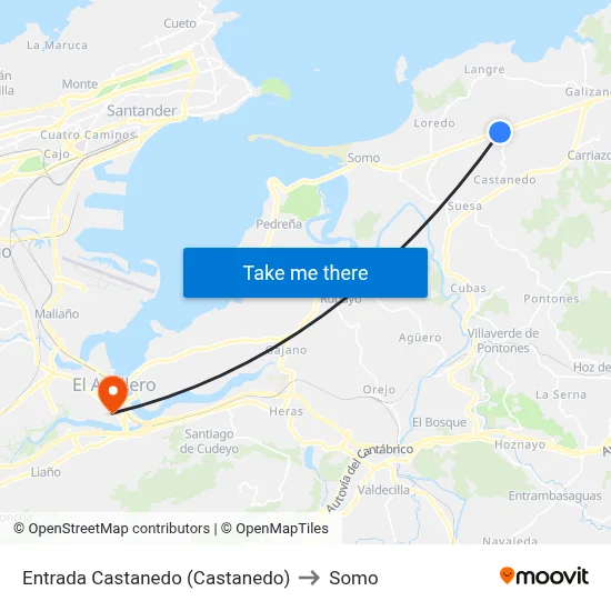 Entrada Castanedo (Castanedo) to Somo map