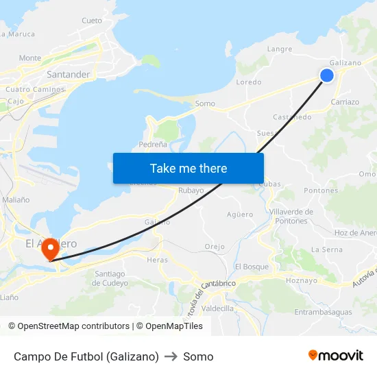 Campo De Futbol (Galizano) to Somo map